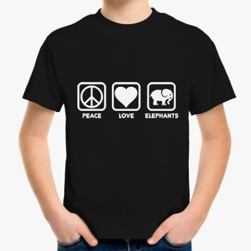 Детская футболка Мир Любовь Слоник