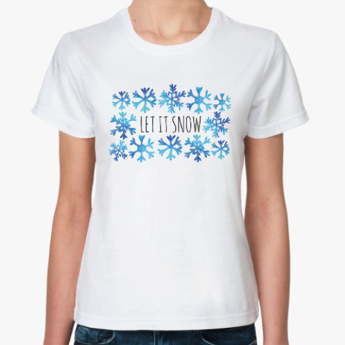 Классическая футболка Let it snow/ снежинки