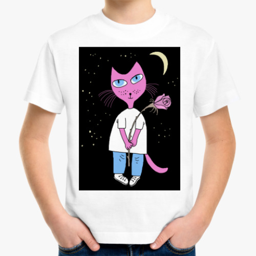 Детская футболка Кот и роза