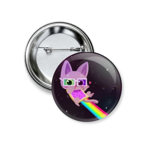 Значок 37мм  'Nyan Cat в очках'