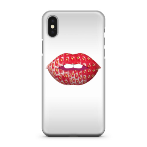 Чехол для iPhone X клубничный поцелуй
