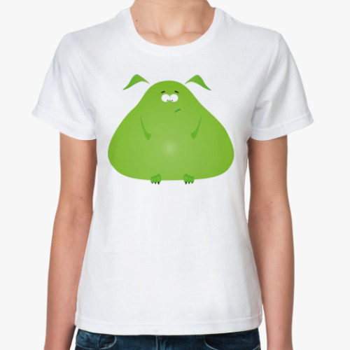 Классическая футболка  зеленый чудик