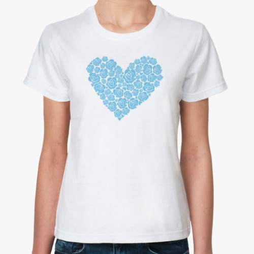 Классическая футболка 'Сердце из роз'