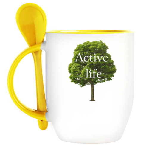 Кружка с ложкой Active life