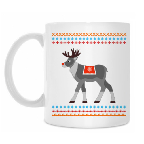 Кружка Reindeer and Nordic pattern ornament