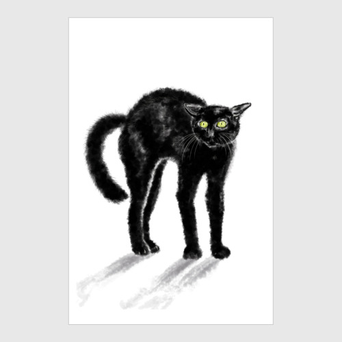 Постер Черная кошка шипит