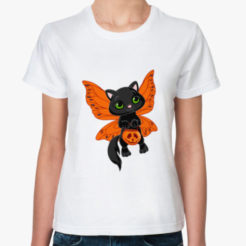 Классическая футболка  Кошка хеллуин