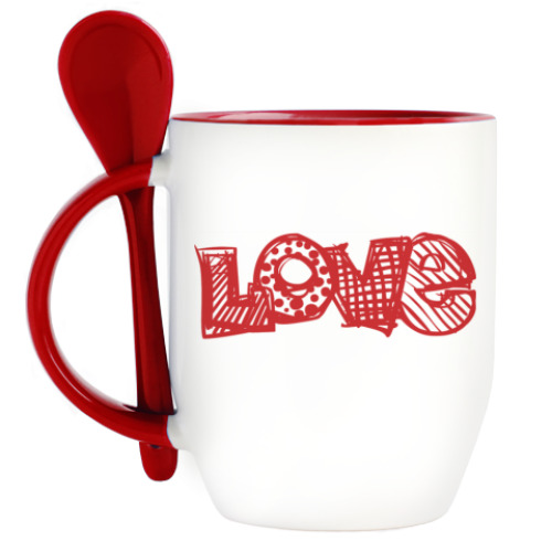 Кружка с ложкой Red Love