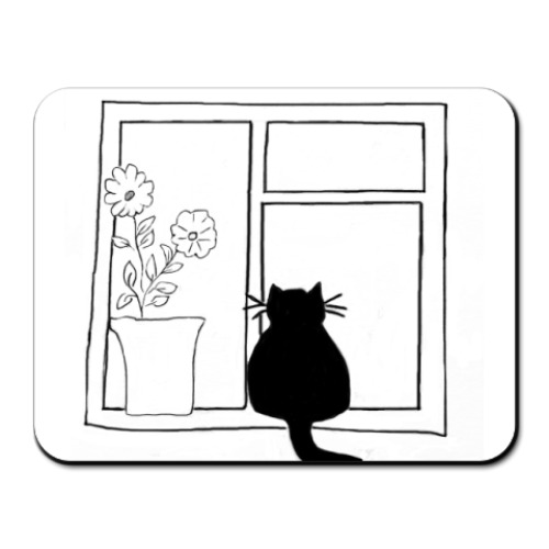 Коврик для мыши кот в окне
