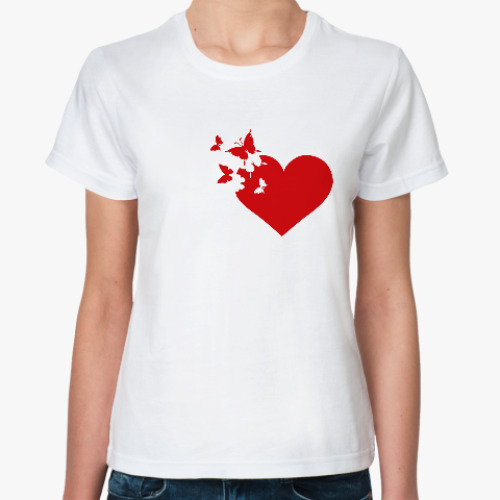Классическая футболка Бабочки на сердце