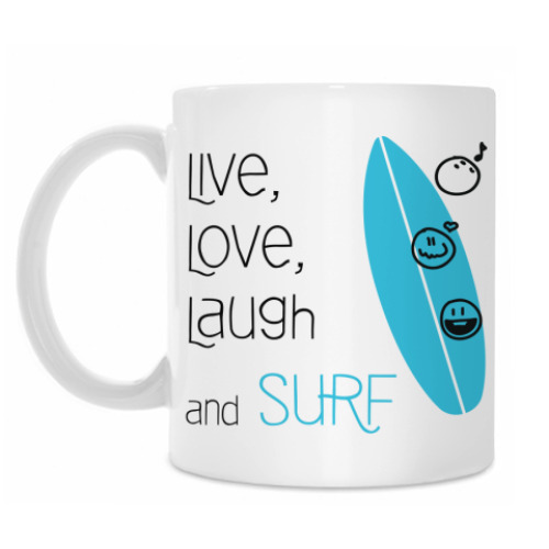 Кружка Live, Love, Laugh & Surf