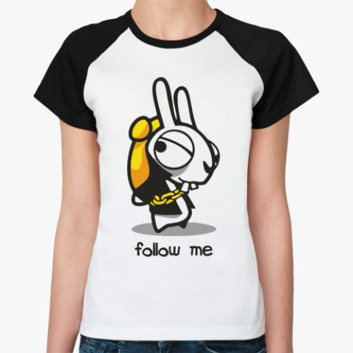 Женская футболка реглан Белый Кролик