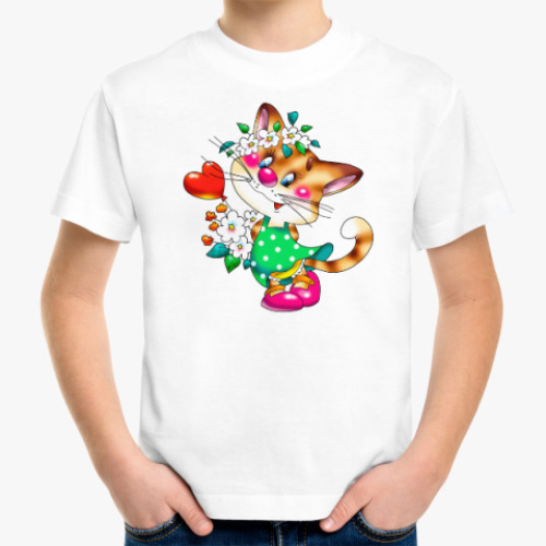 Детская футболка КИСКА С СЕРДЕЧКОМ