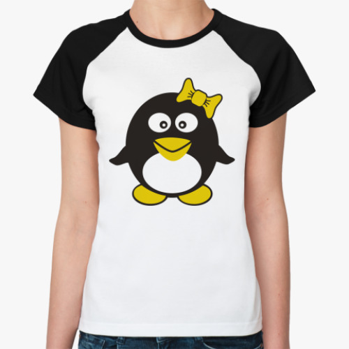 Женская футболка реглан Пингвин