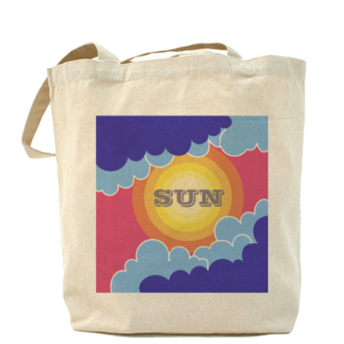 Сумка шоппер Надпись Солнце на фоне солнца и облаков