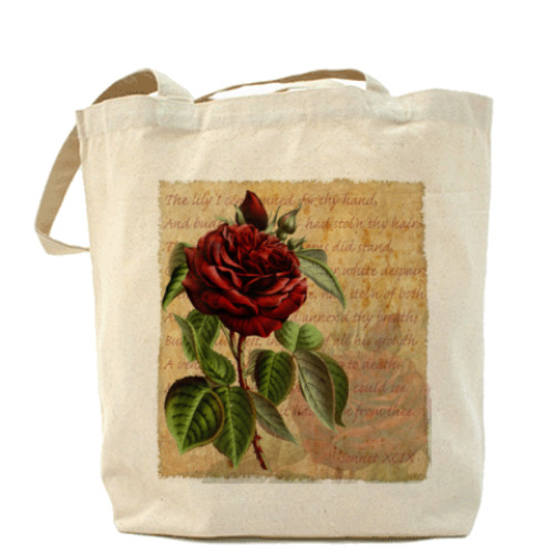 Сумка шоппер Vintage: Темно-красная роза