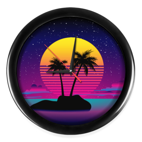 Настенные часы Закат в Майами в стиле ретро