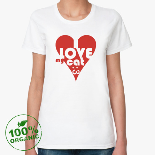 Женская футболка из органик-хлопка  'люблю котэ'
