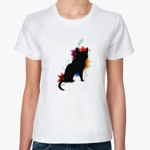 Классическая футболка Сказочный кот в цветах