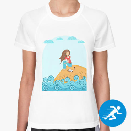 Женская спортивная футболка Девушка и море