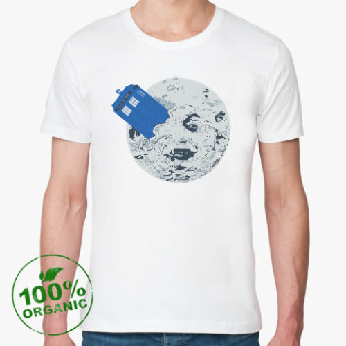 Футболка из органик-хлопка Тардис на луне