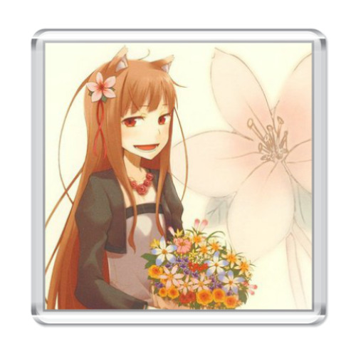 Магнит 'Spice and Wolf' Horo with flowers