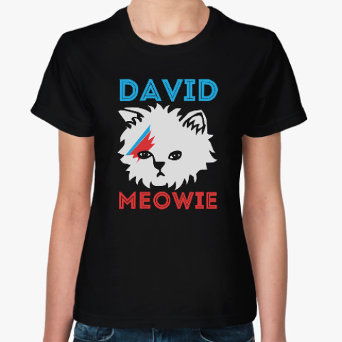Женская футболка David Bowie cat