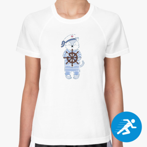Женская спортивная футболка Кот-морячок