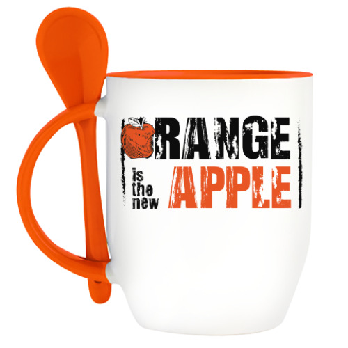 Кружка с ложкой Orange is the new apple