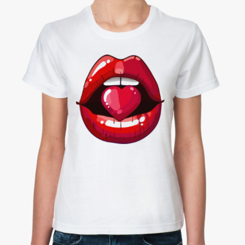 Классическая футболка Губы и Сердце (Lips & Heart)