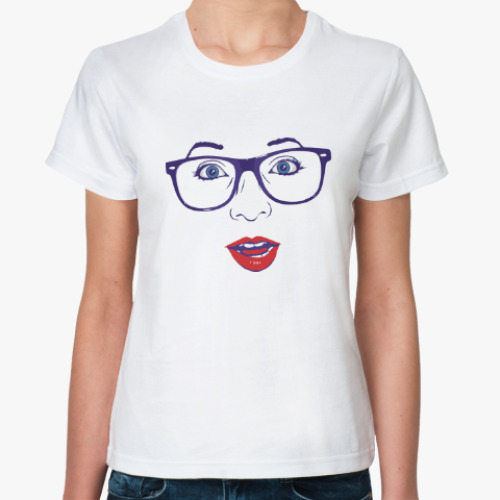 Классическая футболка Девушка-очки