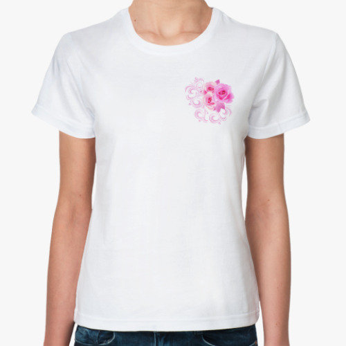 Классическая футболка Букет роз с узорами
