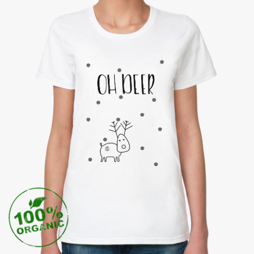 Женская футболка из органик-хлопка Снежный олень