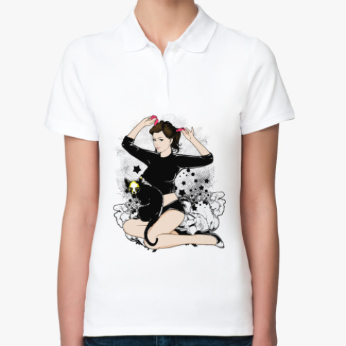 Женская рубашка поло (печать) Pin-up Halloween