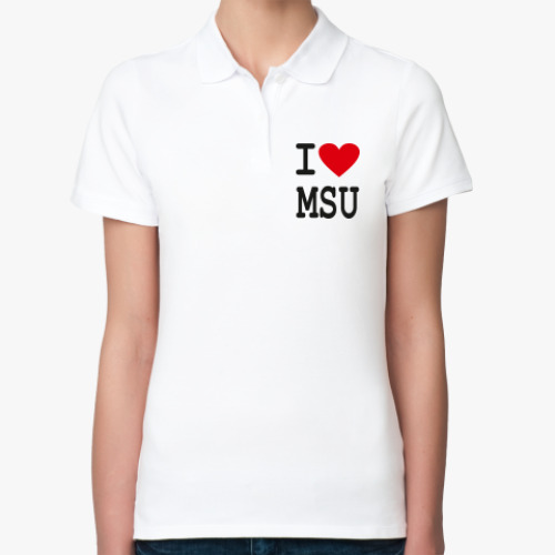 Женская рубашка поло  I Love MSU (жен.)