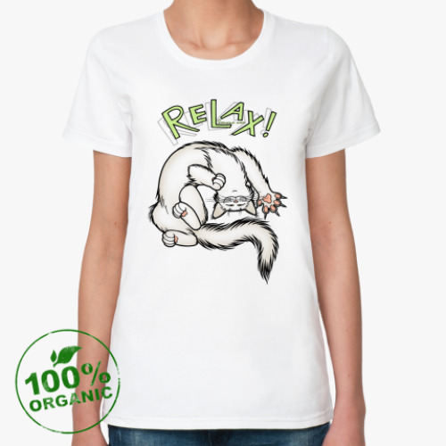 Женская футболка из органик-хлопка 'Расслабься!'