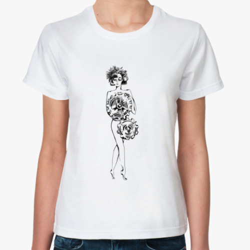Классическая футболка девочка с шестерёнками