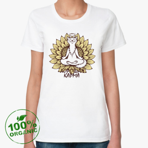 Женская футболка из органик-хлопка 'Хорошая карма!'