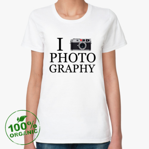 Женская футболка из органик-хлопка I love photo