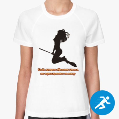 Женская спортивная футболка Женщина на метле