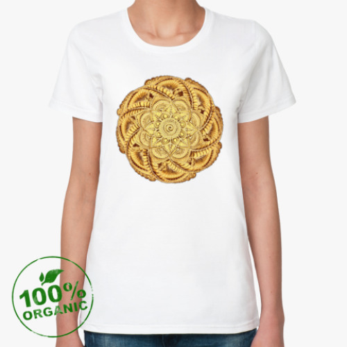 Женская футболка из органик-хлопка Золотой цветок - мандала