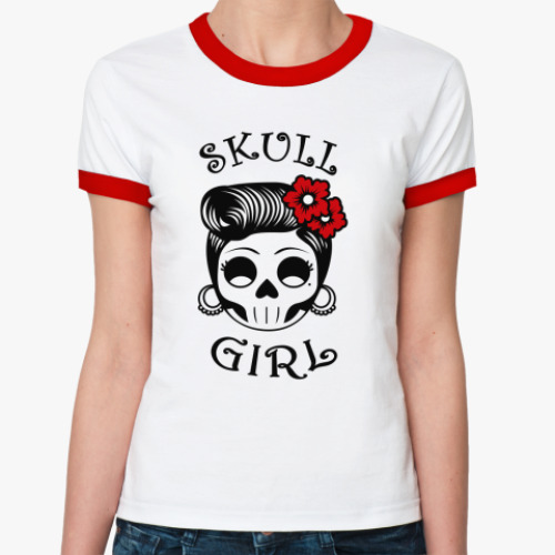 Женская футболка Ringer-T Skull_girl