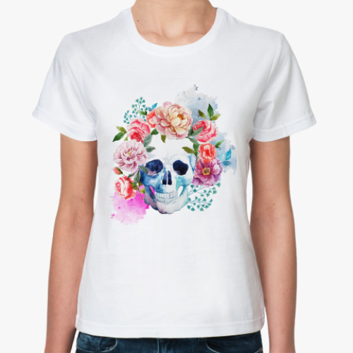 Классическая футболка Watercolor skull