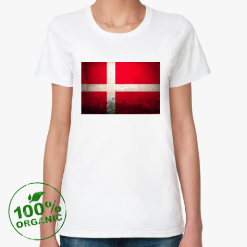 Женская футболка из органик-хлопка  'Датский флаг'