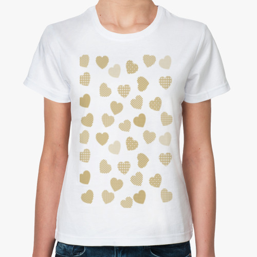 Классическая футболка золотые сердца