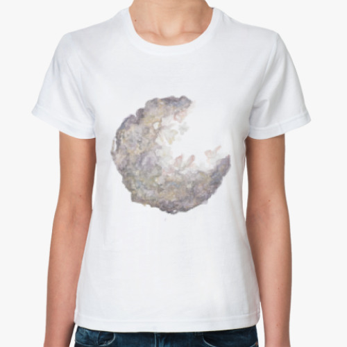 Классическая футболка луна акварель, moon