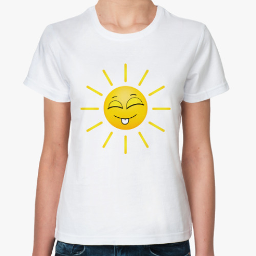 Классическая футболка Смеющееся мультяшное солнце