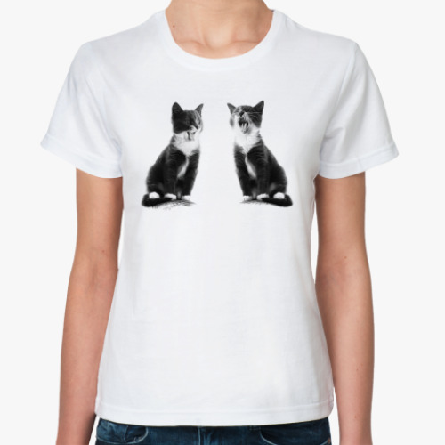 Классическая футболка Две кошки
