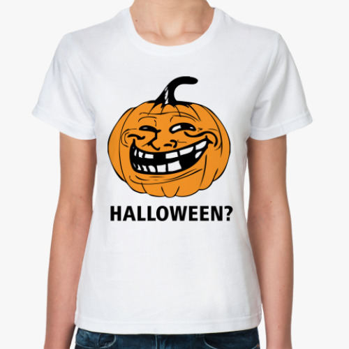 Классическая футболка  Trollface. Halloween?