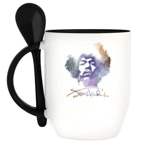 Кружка с ложкой  Jimi Hendrix - Джими Хендрикс